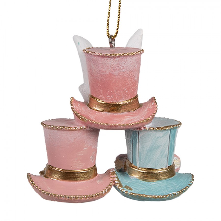 Decorazione da appendere in resina cappelli rosa/blu - H.7x7 cm - Clayre e Eef